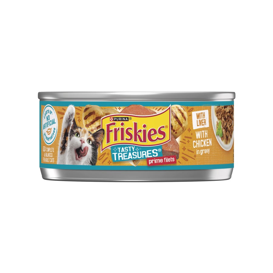 12591936_50000577965_מזון לח ומלא לחתולים פריסקיז Tasty Treasures נתחי עוף וכבד ברוטב