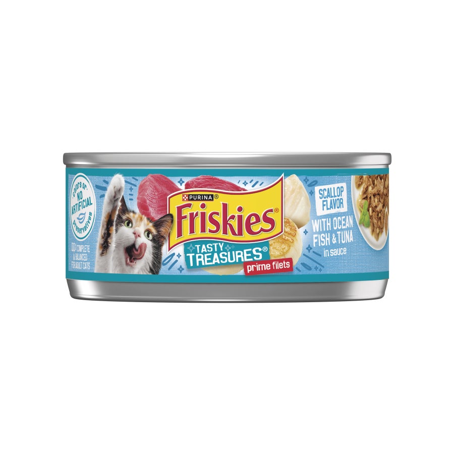 12591965_50000577972_מזון לח ומלא לחתולים פריסקיז Tasty Treasures נתחי דג אוקיינוס וטונה ברוטב