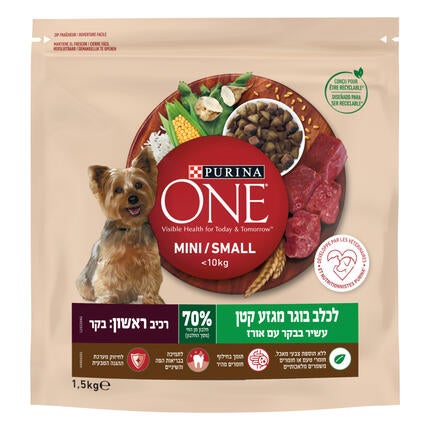 12522942_7613034146656_פורינה ONE מזון יבש ומלא לכלבים בוגרים מגזע קטן עשיר בבקר
