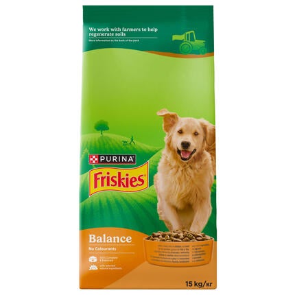 12607790_7613031394869_פריסקיז מזון יבש מלא לכלבים בוגרים עם עוף, בקר וירקות 15 קילו