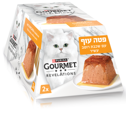 13882995_7613287070210 _גורמה REVELATIONS מזון לח ומלא לחתולים בוגרים פירמידת פטה עוף עם רוטב עשיר