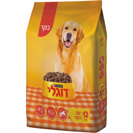 07613036105651_12368675_דוגלי מזון יבש ומלא לכלב בוגר בקר 12 קילו
