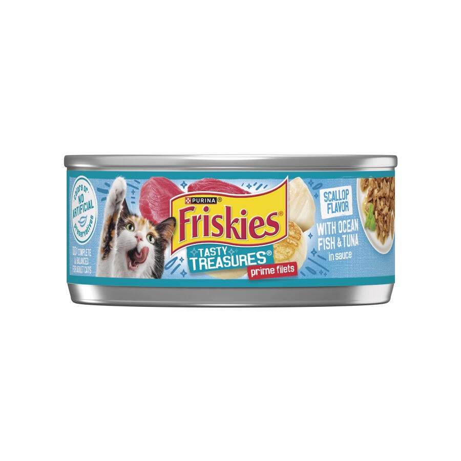 12591965_50000577972_מזון לח ומלא לחתולים פריסקיז Tasty Treasures נתחי דג אוקיינוס וטונה ברוטב