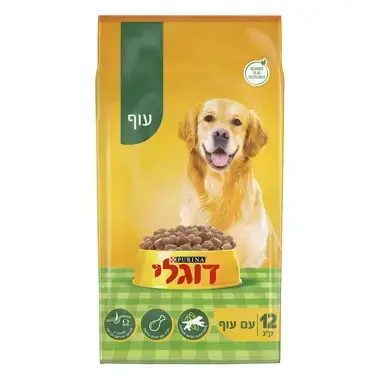 07613036105637_12368676_דוגלי מזון יבש ומלא לכלב בוגר עוף 12 קילו