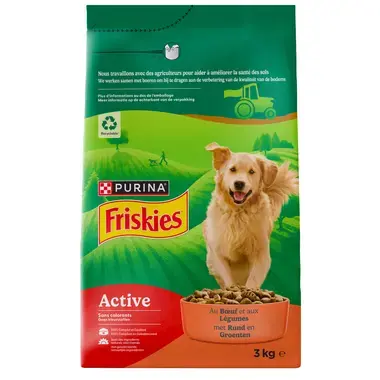 12661402_8445292017268_פריסקיז מזון יבש מלא לכלבים בוגרים פעילים עם בקר וירקות 3 קילו