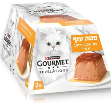 13882995_7613287070210 _גורמה REVELATIONS מזון לח ומלא לחתולים בוגרים פירמידת פטה עוף עם רוטב עשיר